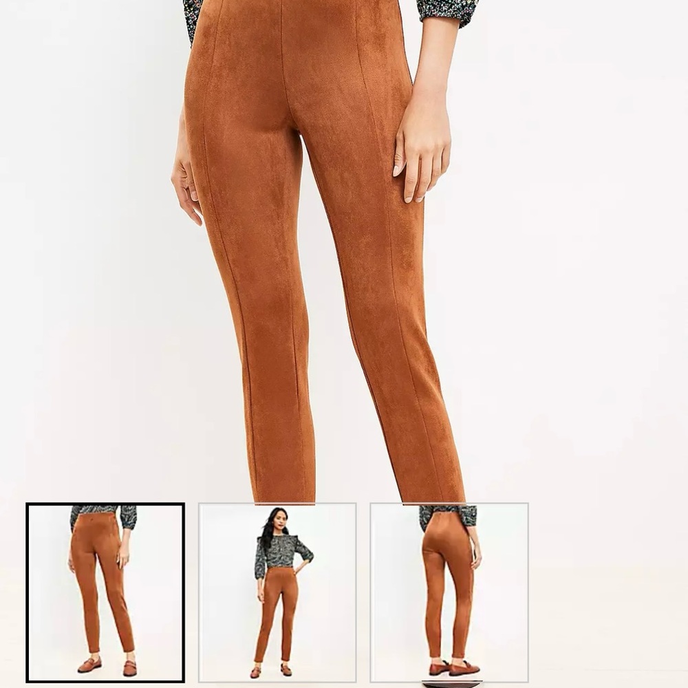 Faux Suede Petite brown Loft leggings